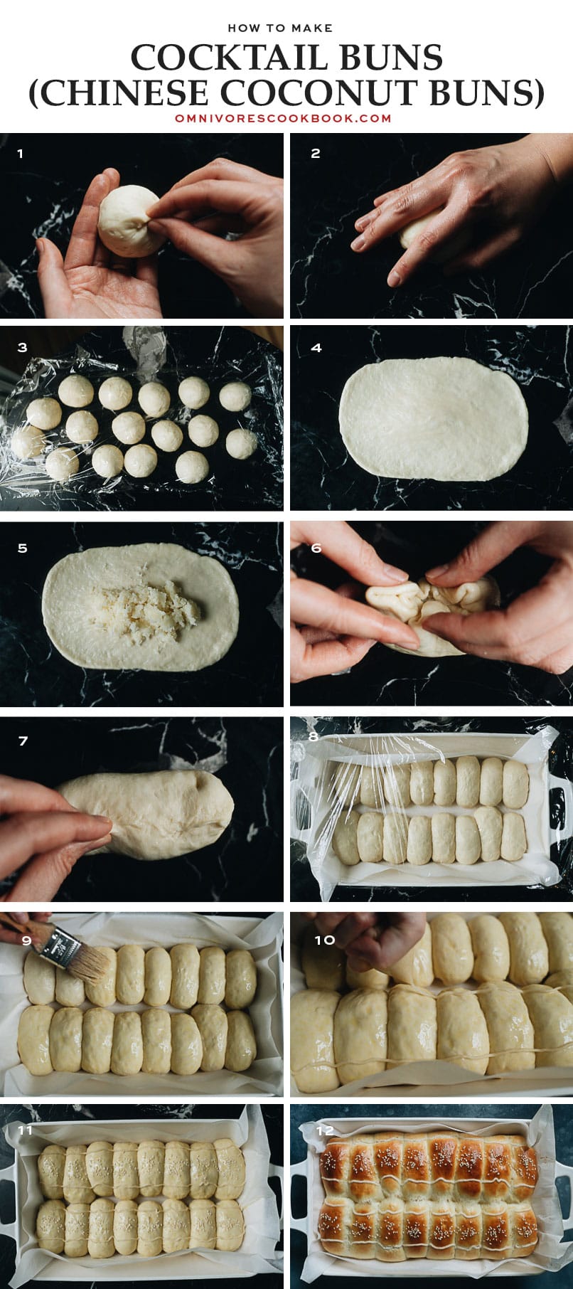 How to assemble coconut buns step-by-step