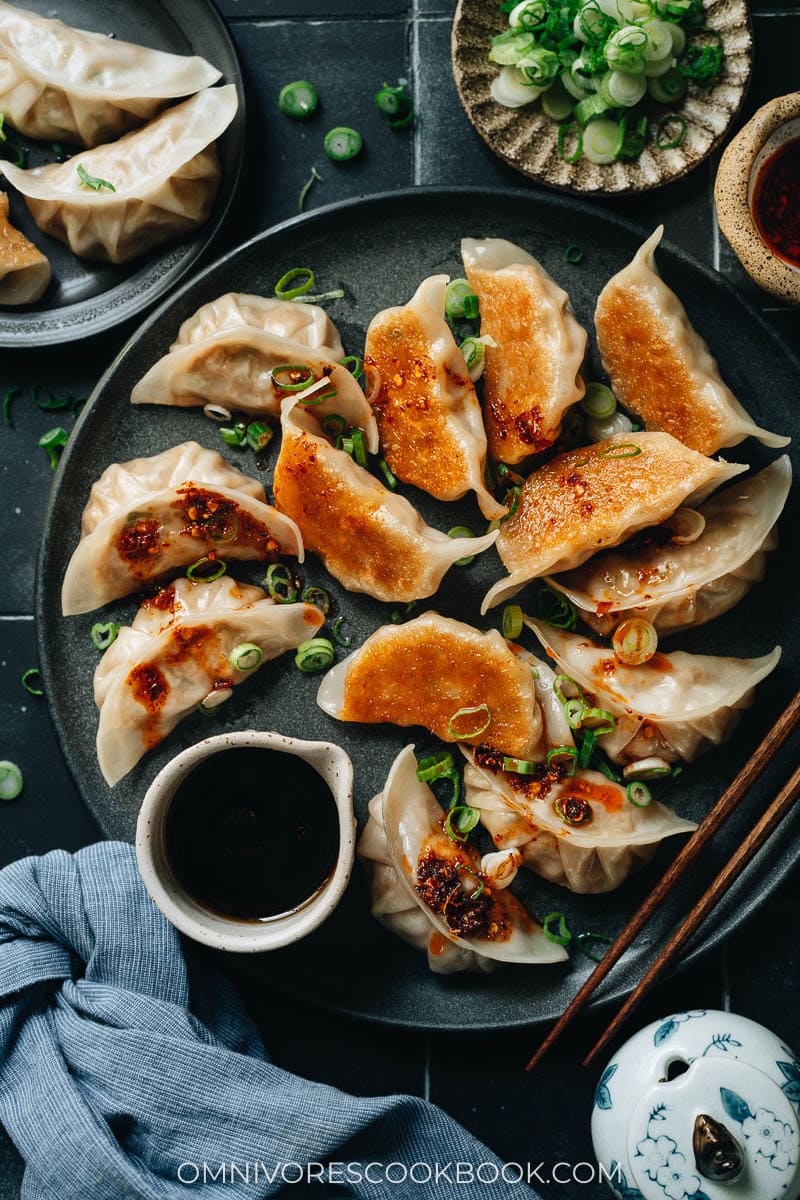Homemade pan fried potstickers