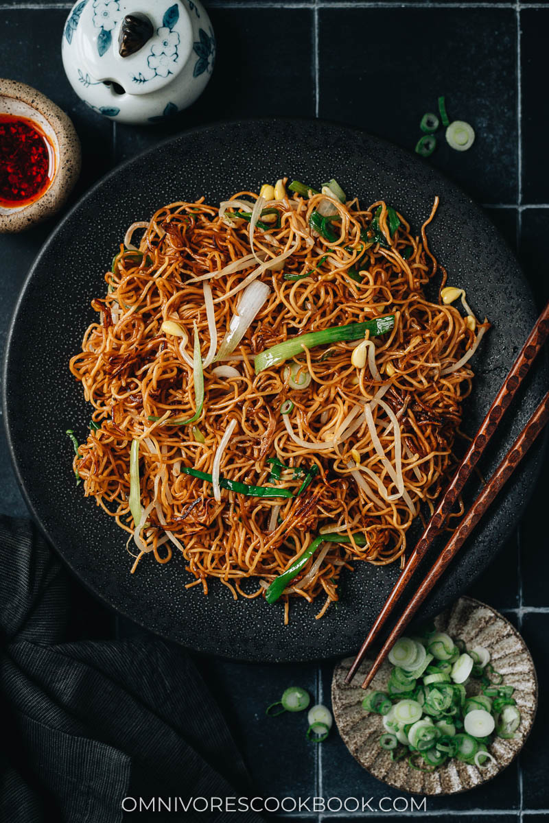 Plated soy sauce pan fried noodles