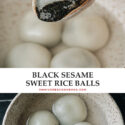 Gooey sweet rice balls (Tang Yuan) with a buttery runny sweet black sesame filling, they have a delightful texture and a delicate taste. It is a perfect healthy dessert for your Chinese meals or celebrating the Lantern Festival. {Vegetarian, Gluten-Free}