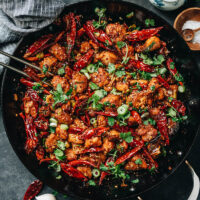 Sichuan La Zi Ji features crispy chicken smothered in chili peppers, Sichuan peppercorns, and tons of aromatics to create an electrifyingly hot numbing sensation that’s so addictive. Take the challenge if you can handle the heat! {Gluten-Free Adaptable}