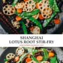 Stir fried lotus root, carrot, snow peas and wood ear mushrooms are tossed in a light savory sauce with a lot of garlic and ginger. It’s a dish that celebrates the spring. It’s super quick and easy to put together, making it the perfect side dish for your dinner. {Vegan, Gluten-Free Adaptable}