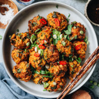 These fried carrot fritters are extra crispy on the outside and tender inside. They’re loaded with vegetables and aromatics to create the best texture and fragrance. Both deep-frying and pan-frying methods are included. {Vegetarian}