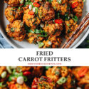These fried carrot fritters are extra crispy on the outside and tender inside. They’re loaded with vegetables and aromatics to create the best texture and fragrance. Both deep-frying and pan-frying methods are included. {Vegetarian}