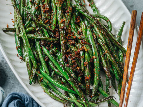 Chinese Style Dry Fried Garlic Green Beans - Drive Me Hungry