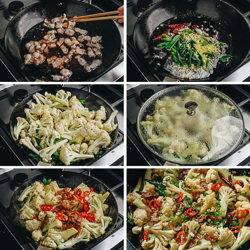 Dry pot cauliflower cooking step-by-step