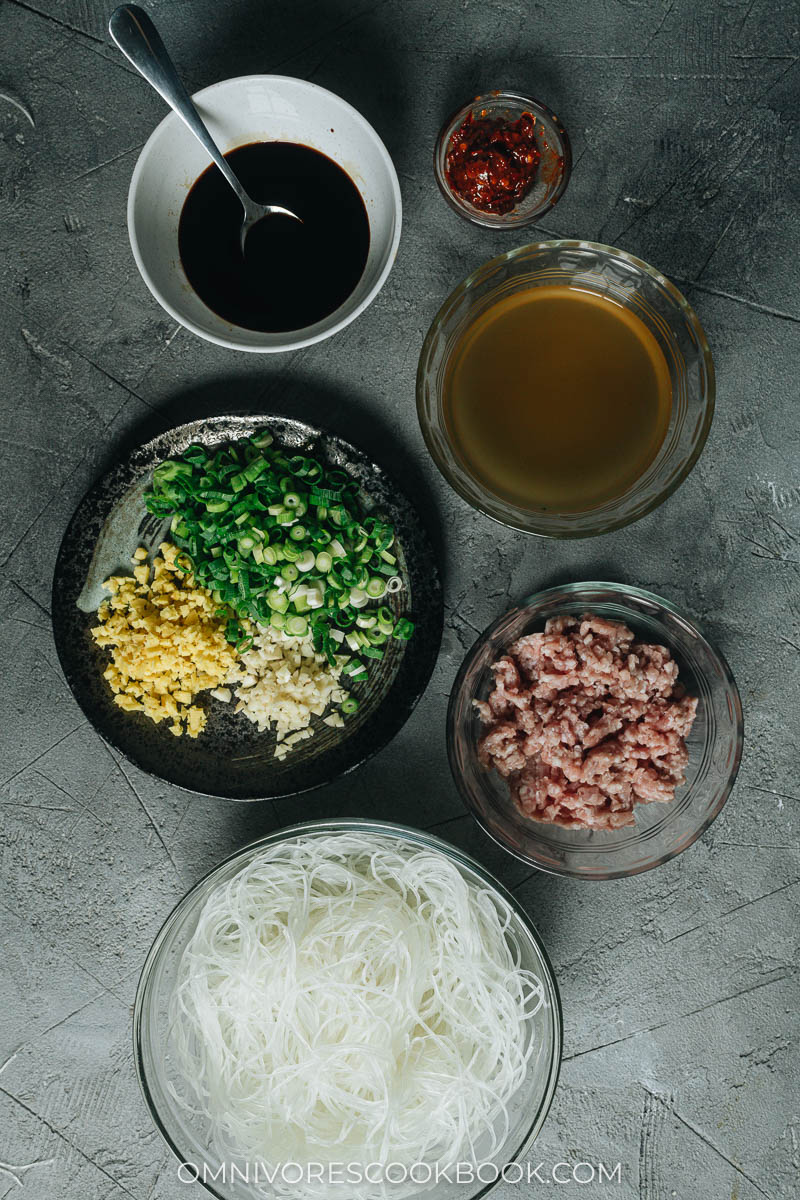 Ingredients for making ma yi shang shu