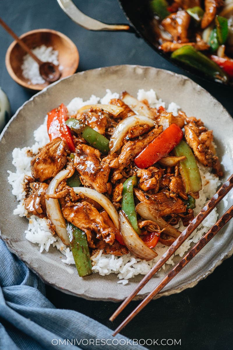 Chinese restaurant style black pepper chicken