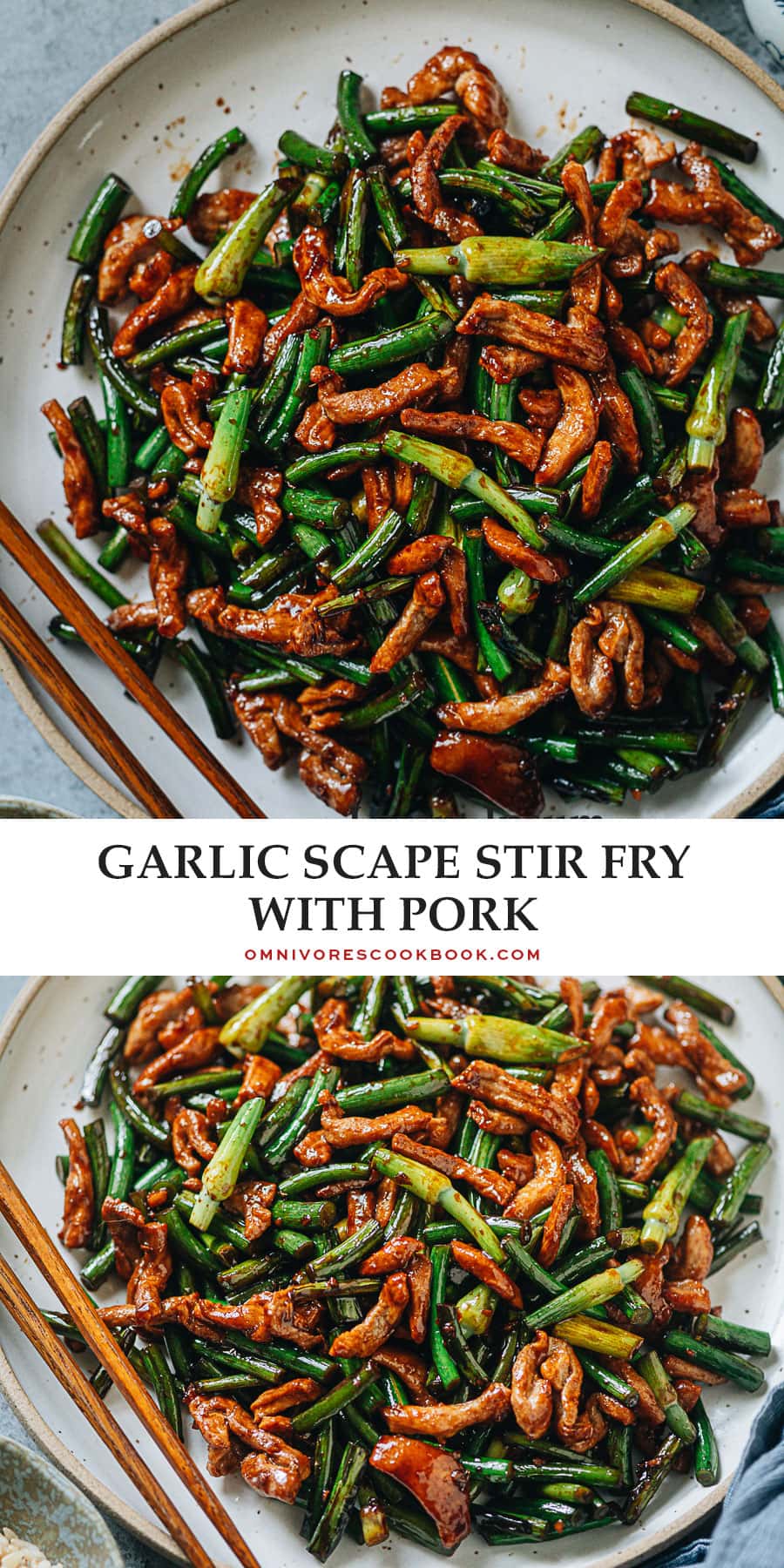 Garlic Scape Stir Fry with Pork (蒜苔炒肉丝) Any Food Recipe