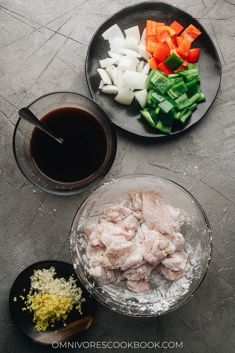 Ingredients for making air Fryer Sweet and Sour Chicken