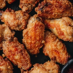 Air fryer Chinese chicken wings close up
