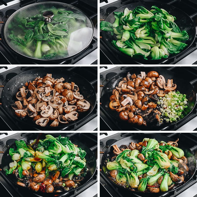 How to make bok choy and mushroom stir fry step-by-step