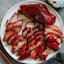 An easy air fryer char siu pork recipe that takes no time to put together and yields a flavorful BBQ pork that has a glossy sticky glaze just like the one from the restaurant. {Gluten-Free Adaptable}