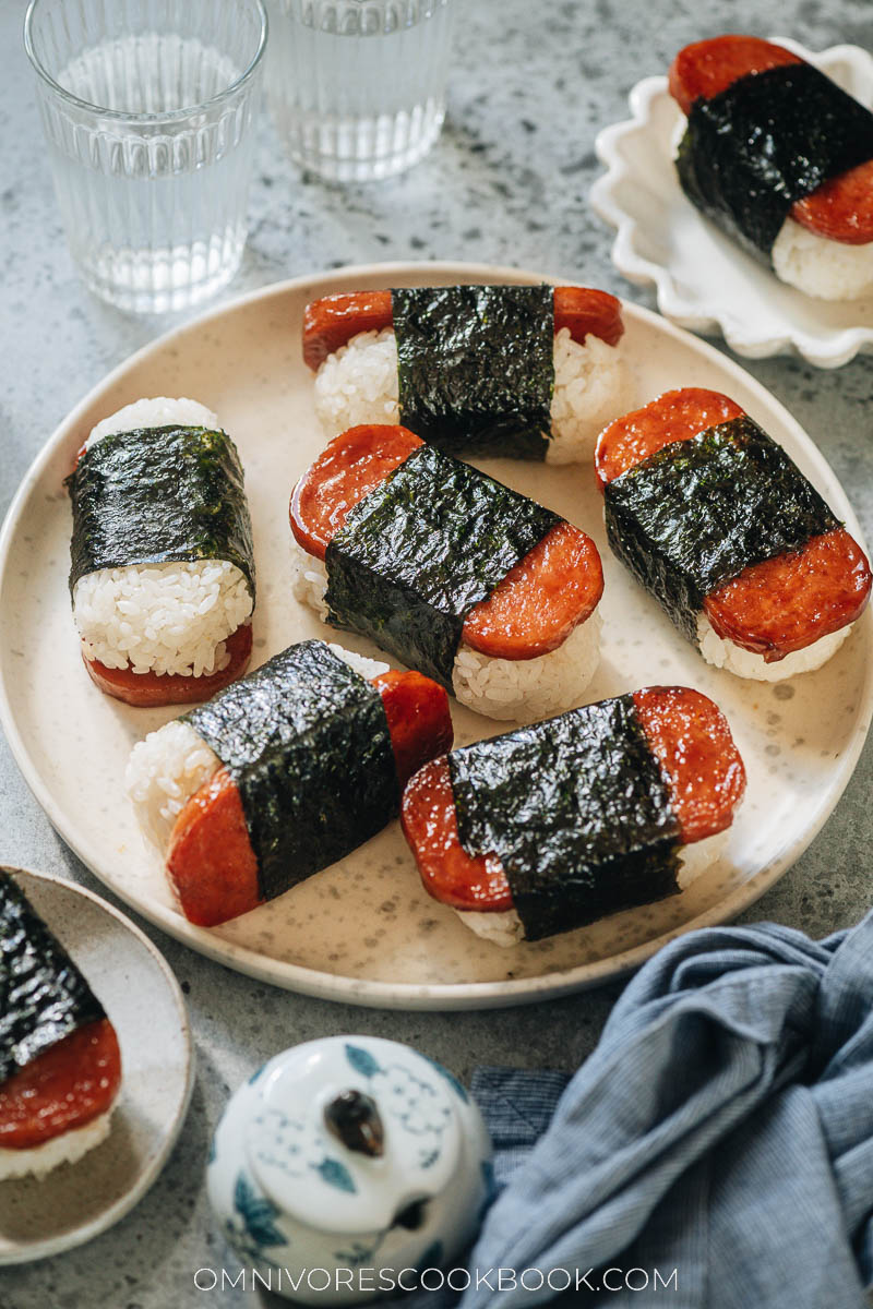 Spam onigiri wrapped with seaweed