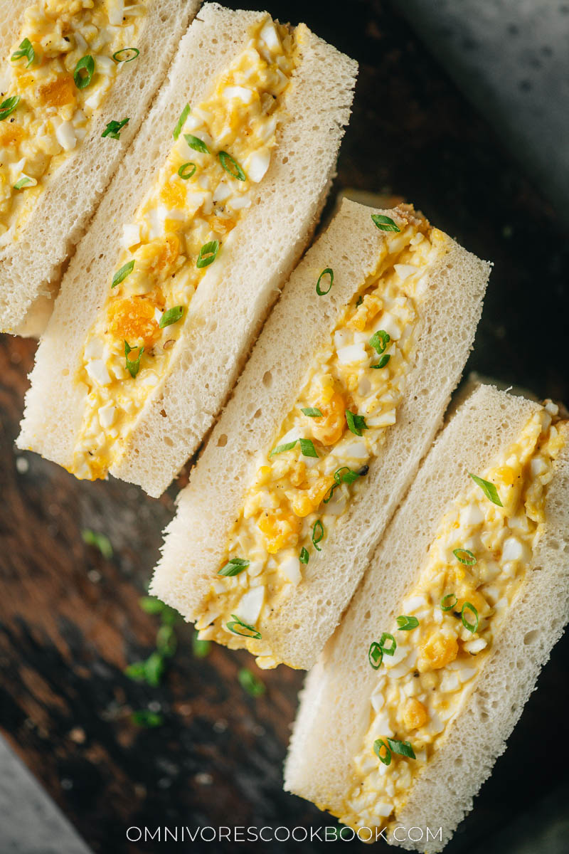 Japanese egg sandwich close up