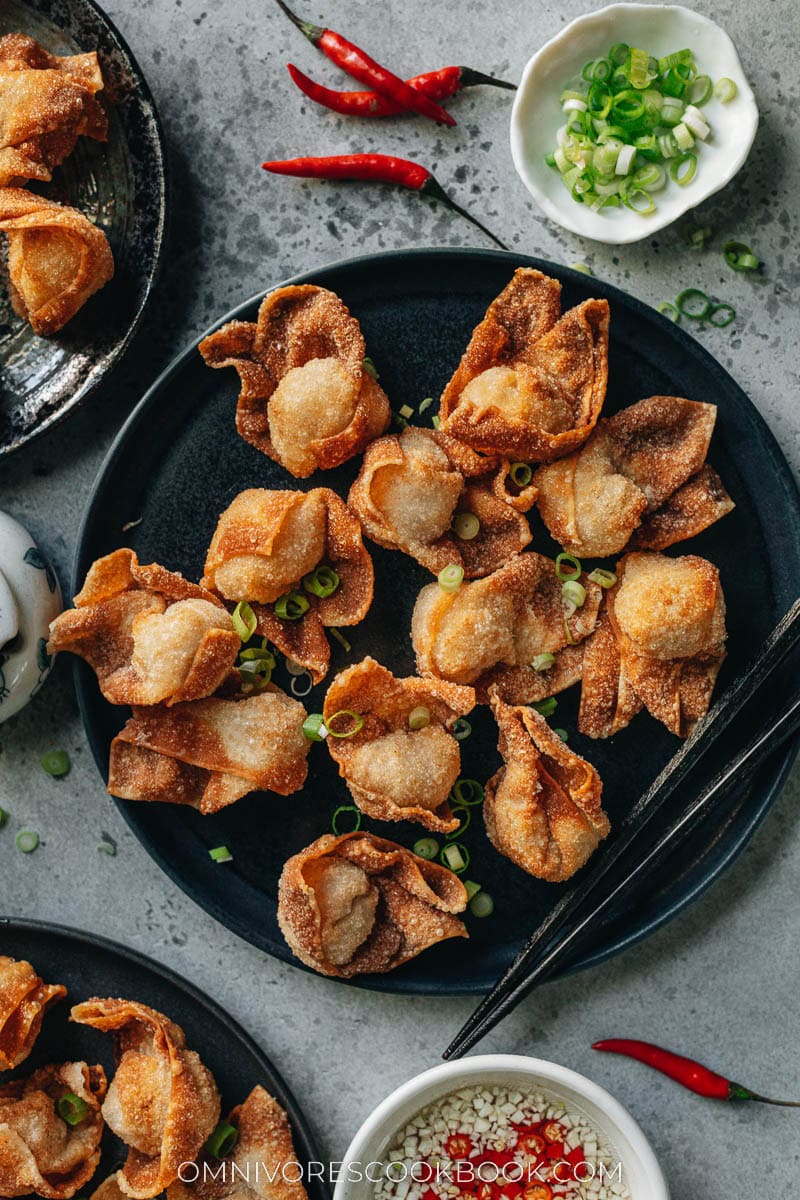 Homemade crispy dumplings in a plate