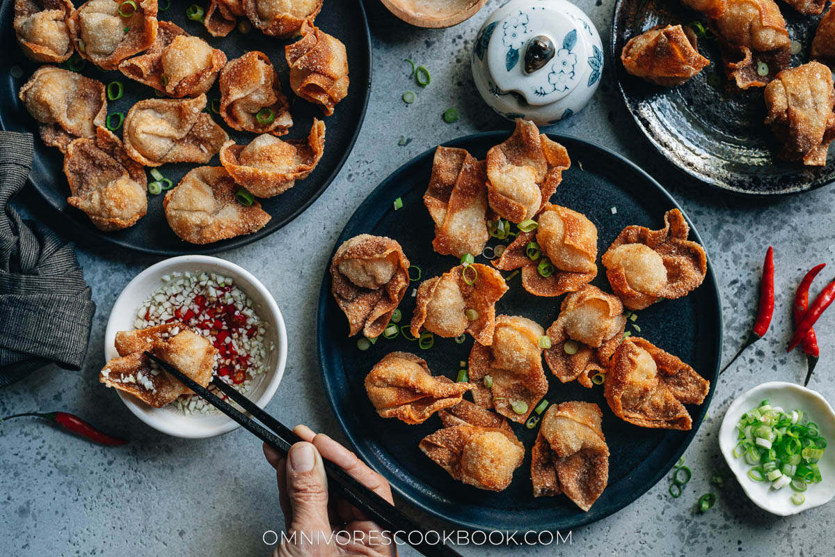 Fried Wontons (Air Fryer Version included) - Omnivore&amp;#39;s Cookbook