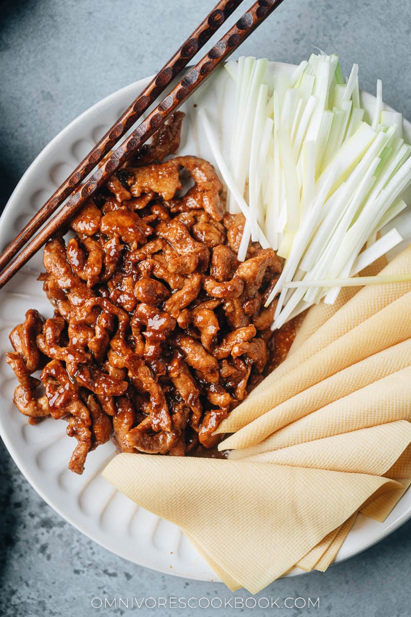 Peking shredded pork close up