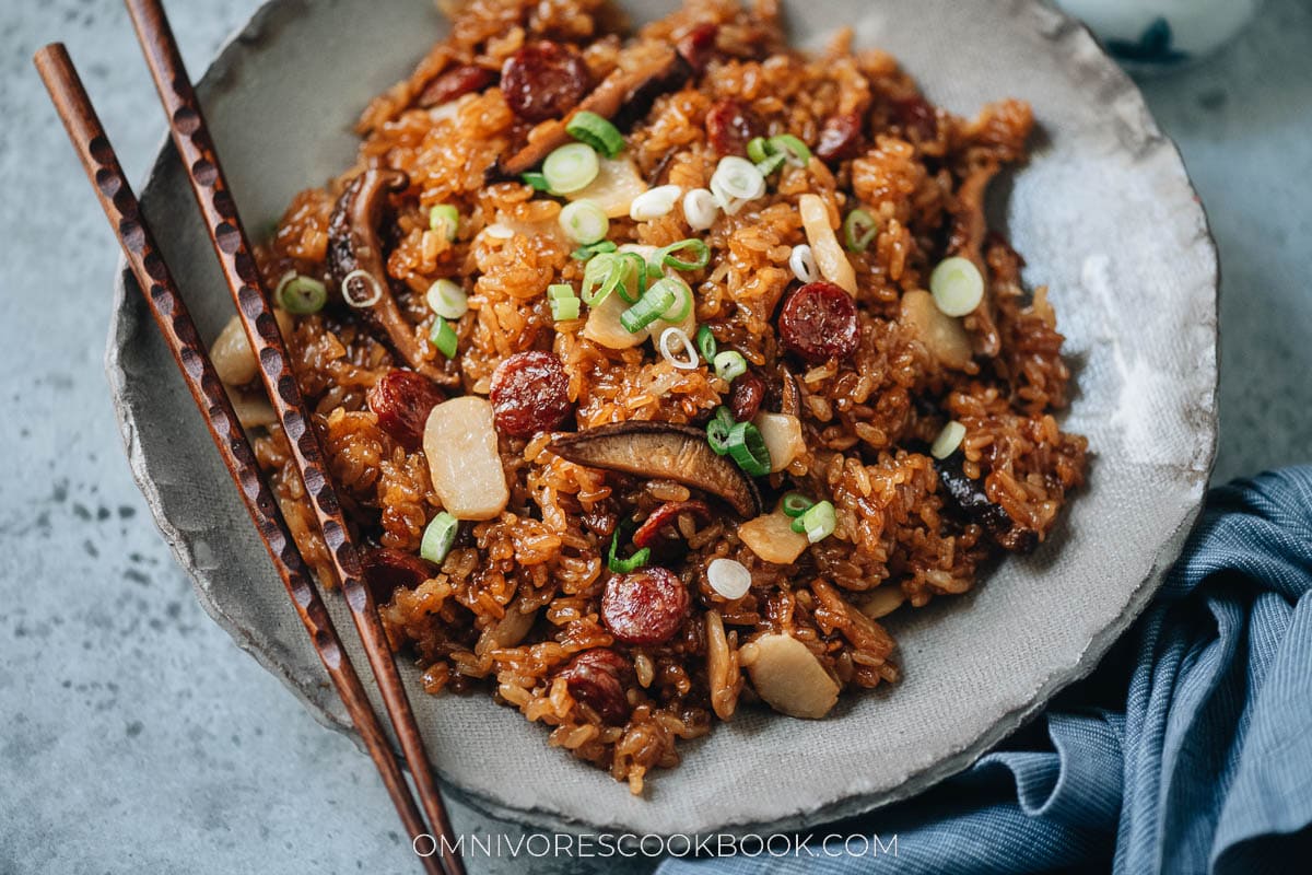 Chinese Sausage Rice Cooker Rice (Lap Cheong Fan) - The Woks of Life