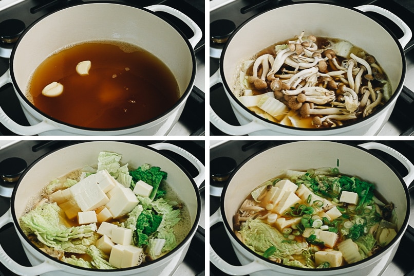Étapes pour préparer une soupe de tofu au chou Napa