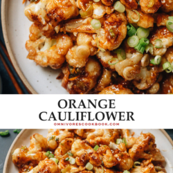 An easy orange cauliflower recipe that creates crunchy crispy cauliflower bites without deep-frying, and a tangy orange sauce that is delightfully fragrant. It is a takeout style dish that you can put together quickly in your kitchen and it’s so satisfying to eat. {Vegan, Gluten-Free Adaptable}