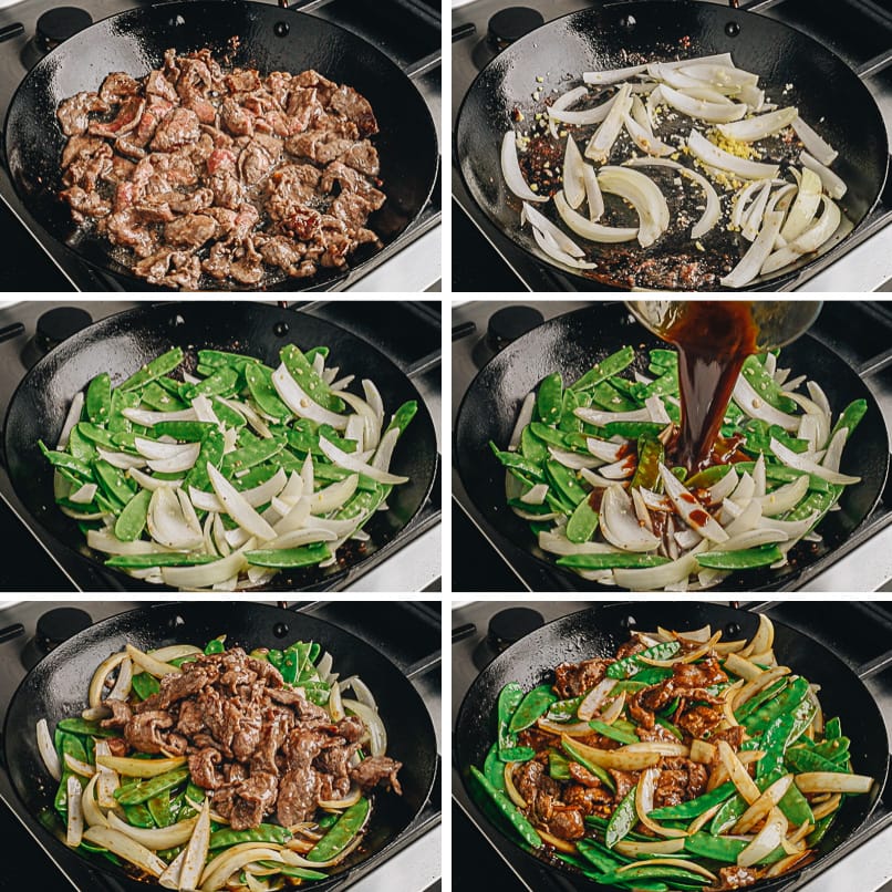 Making beef with snow peas step-by-step