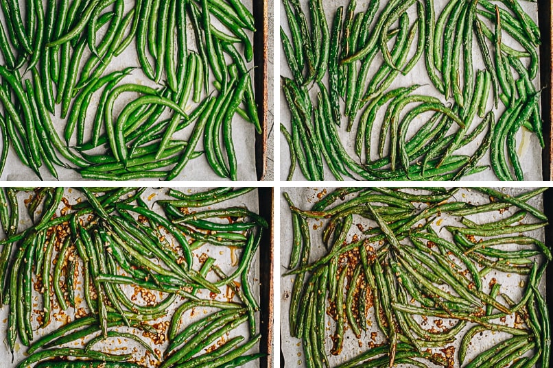 Air fryer green beans cooking step-by-step