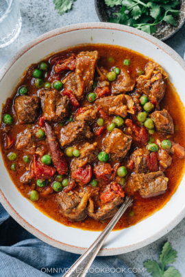 Instant Pot curry beef stew close up
