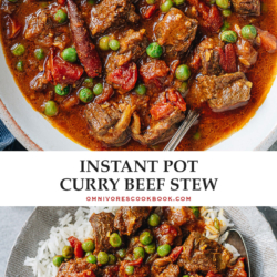 The easiest and quickest Instant Pot curry beef stew recipe that yields melt-in-your-mouth beef smothered in a rich, thick tomato curry sauce. Simply dump everything into the pot - no browning or sauce reducing required. {Gluten-Free Adaptable}