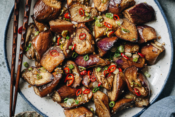 Air fryer Chinese eggplant with garlic sauce