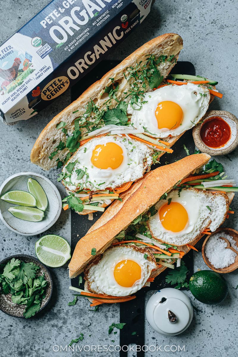 Two sunny side up Vietnamese sandwiches