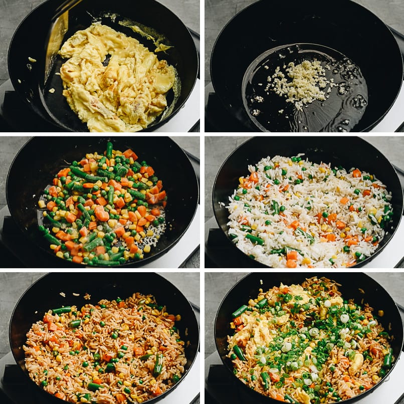 How to make vegetable fried rice step by step