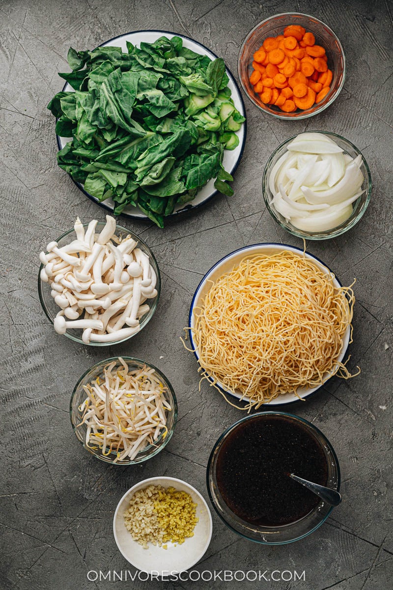 Vegetable pan fried noodles ingredients