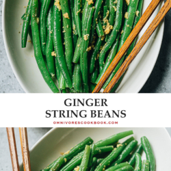 Ginger green beans is an appetizer with crisp blanched green beans in a refreshing gingery sauce. It is very easy to put together and it pairs well with any main dish to make a balanced meal. {Gluten-Free, Vegetarian / Vegan Adaptable}