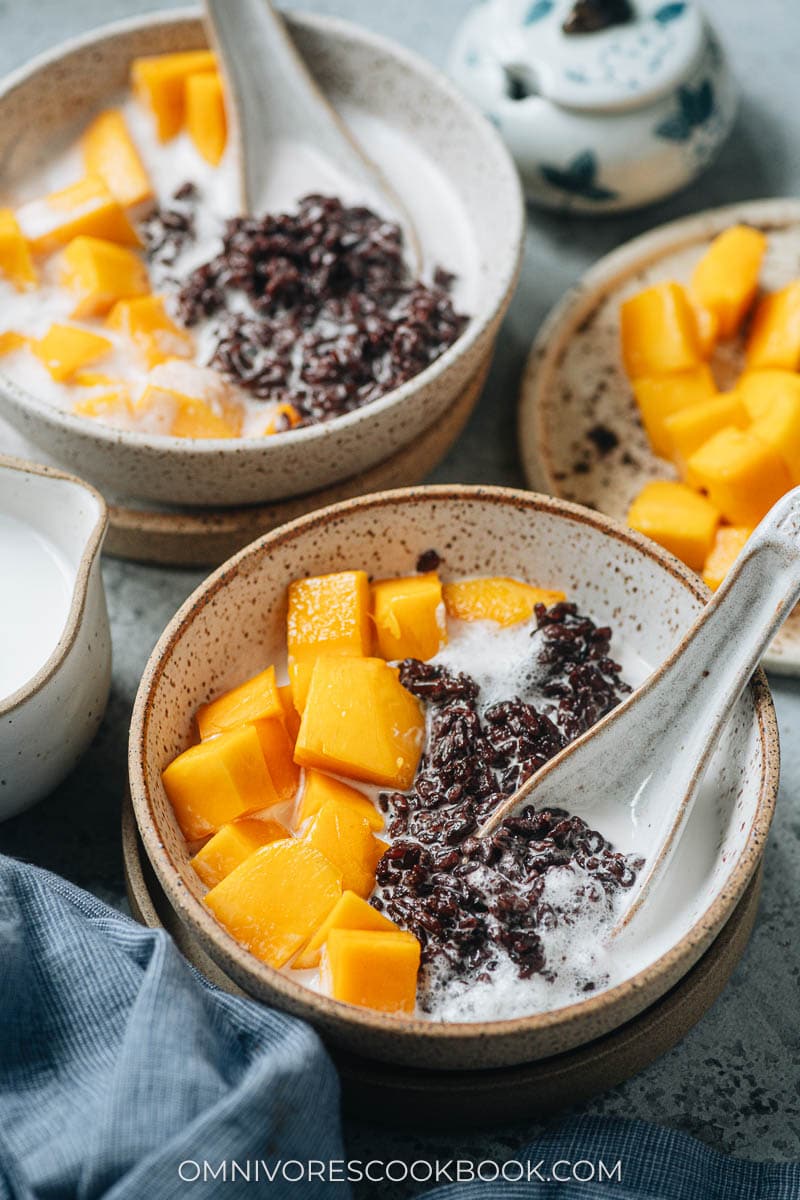 Homemade black rice pudding