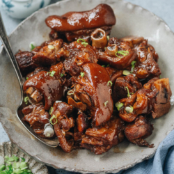 These braised pork trotters are fall-off-the-bone tender and have a rich savory taste. It’s an affordable way to create a scrumptious and filling main dish that is full of collagen and healthy fats.
