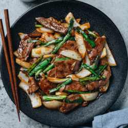Cook this pork liver stir fry for an affordable and satisfying meal with tender juicy liver cooked with crunchy veggies in a rich brown sauce. {Gluten-Free Adaptable}