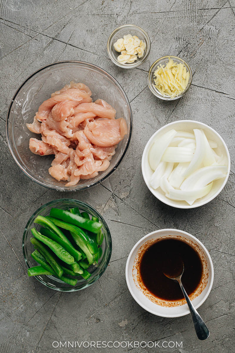Ingredients for making shacha chicken