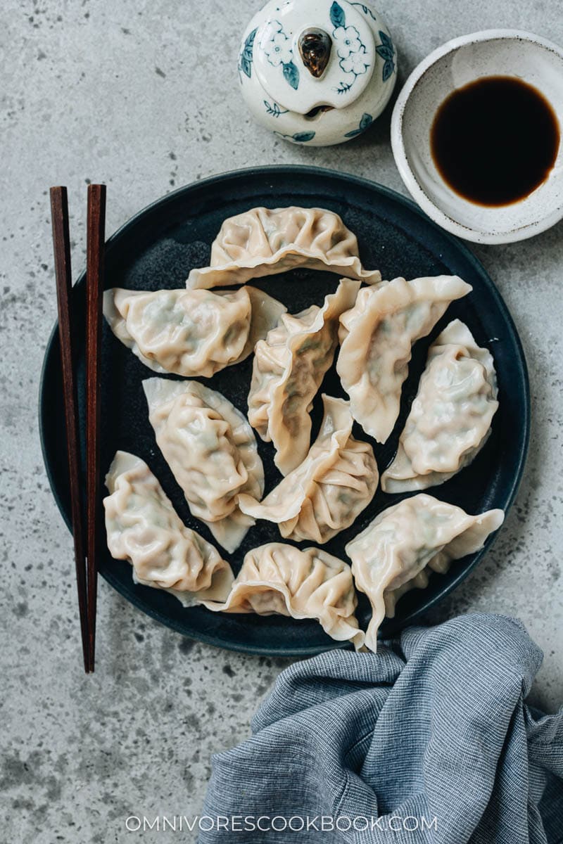 Pork And Chive Dumplings In Garlic-Miso Broth Recipe