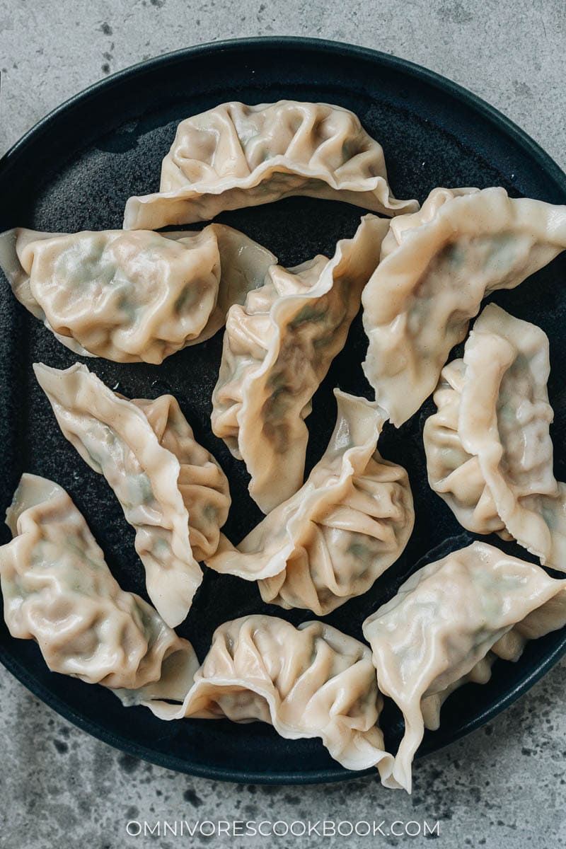 Pork And Chive Dumplings In Garlic-Miso Broth Recipe