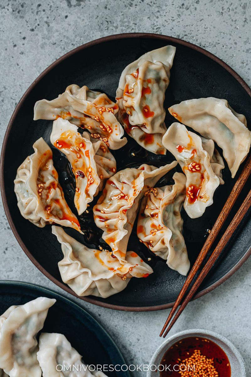 Pork And Chive Dumplings In Garlic-Miso Broth Recipe