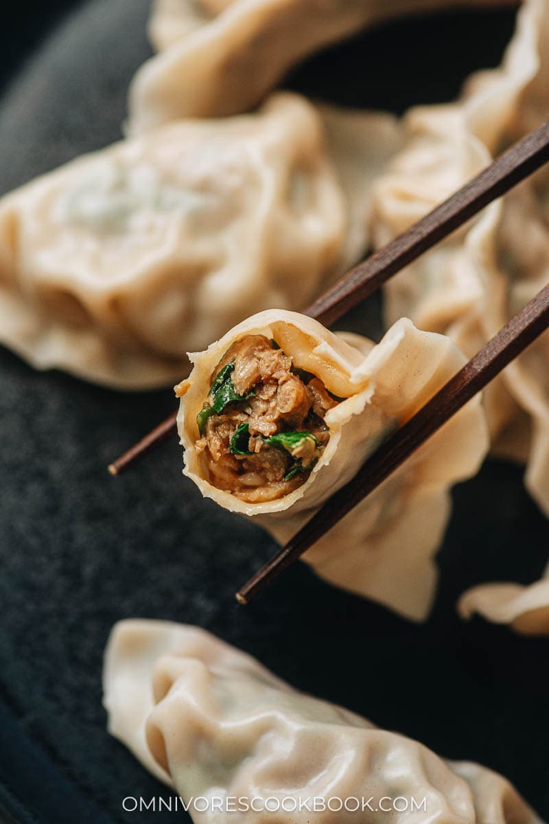 Pork And Chive Dumplings In Garlic-Miso Broth Recipe