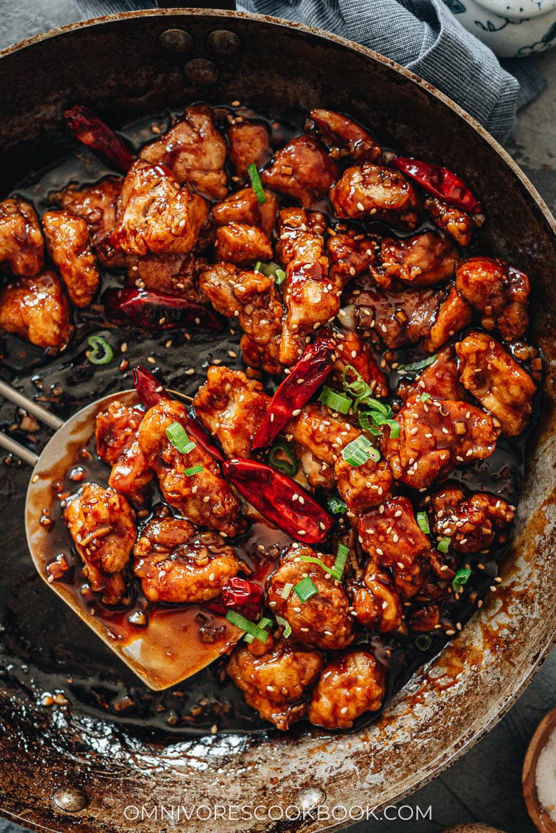 Homemade General Tso’s Chicken in a pan