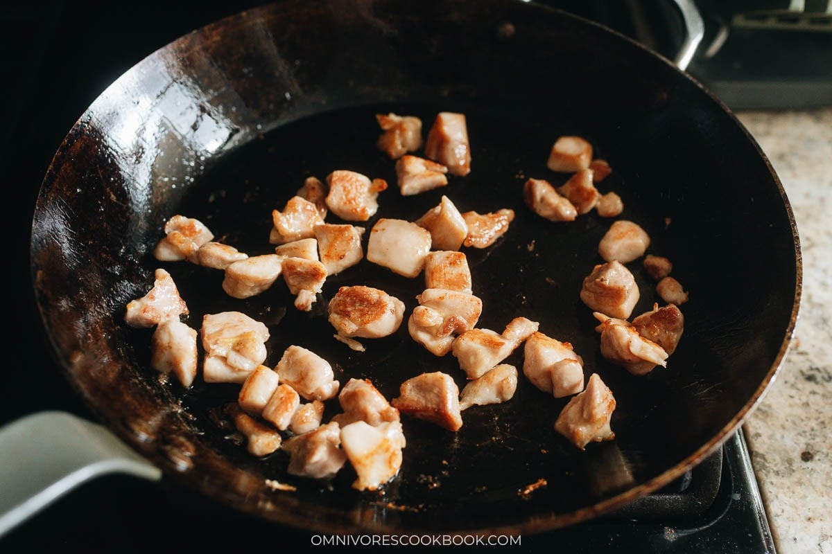 Pan frying the chicken