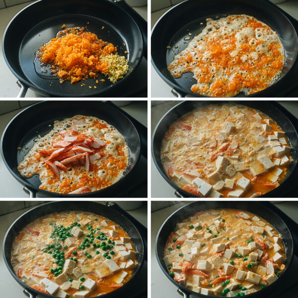 Crab Roe Tofu with Salted Duck Eggs (蟹黄豆腐) - Omnivore's Cookbook