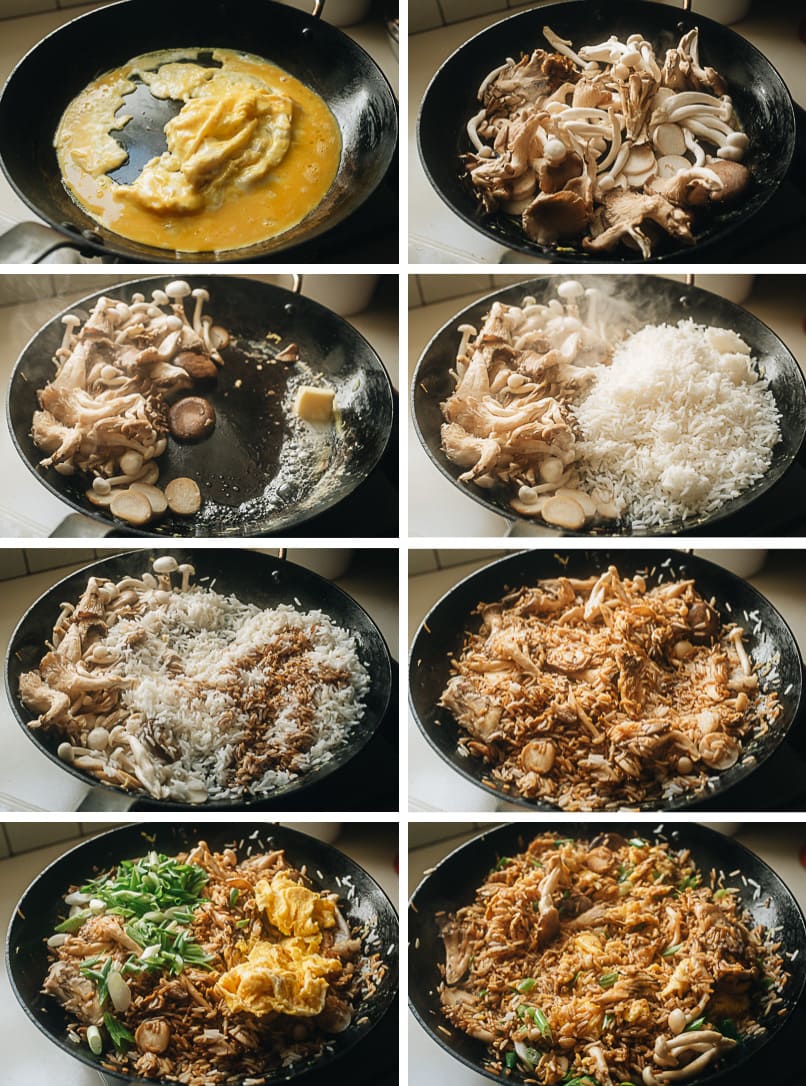 How to make mushroom fried rice step-by-step