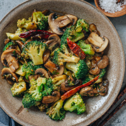 This Broccoli and Mushroom Stir Fry is a simple, delicious veggie dish for any night of the week. It uses fresh aromatics and some Chinese seasonings to boost the flavor profile and make every bite irresistible. {Vegan, Gluten-Free Adaptable}