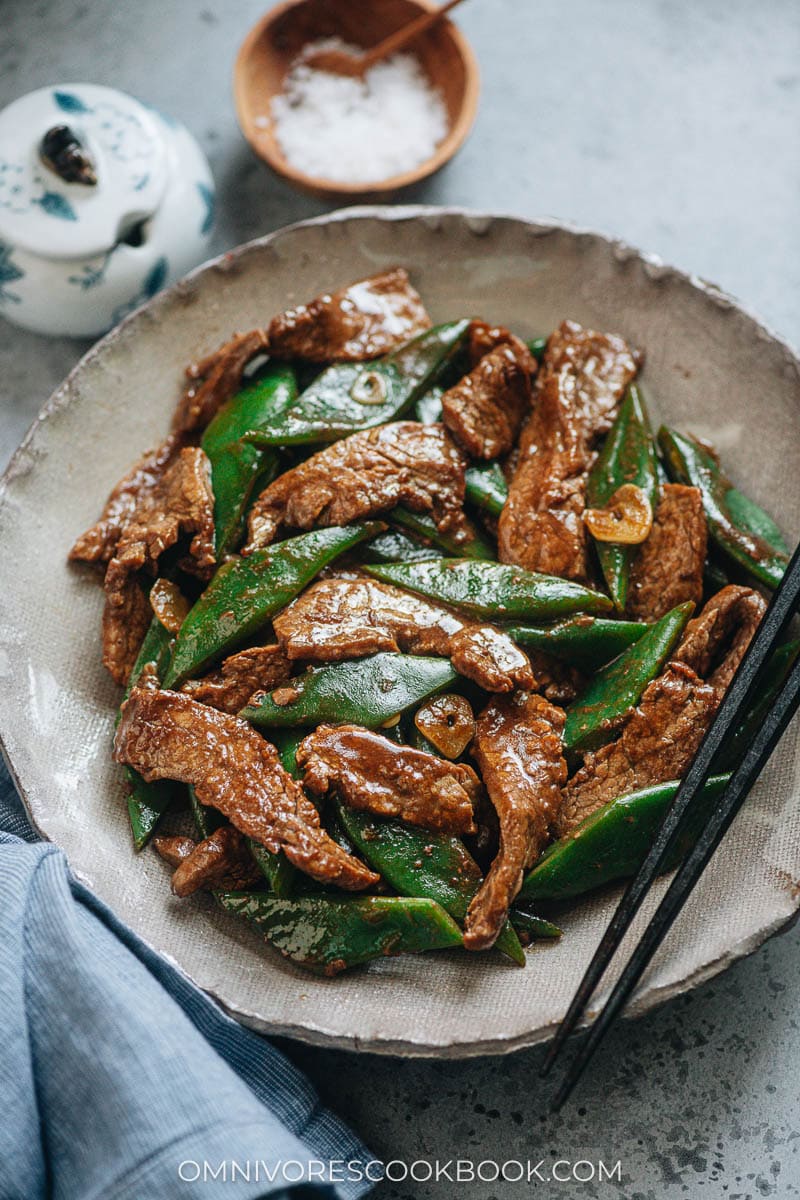 Stir fried beef and flat beans
