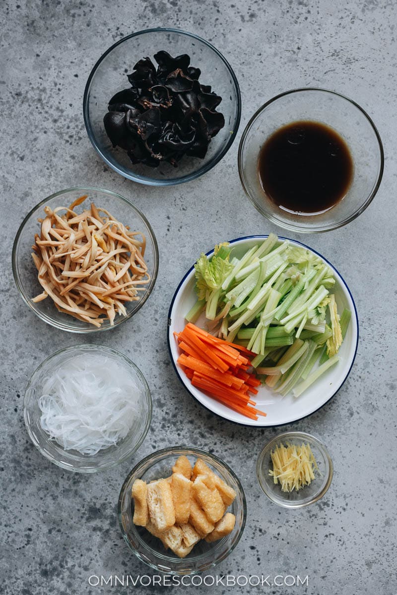 Ingredients for making Chinese detox stir fry