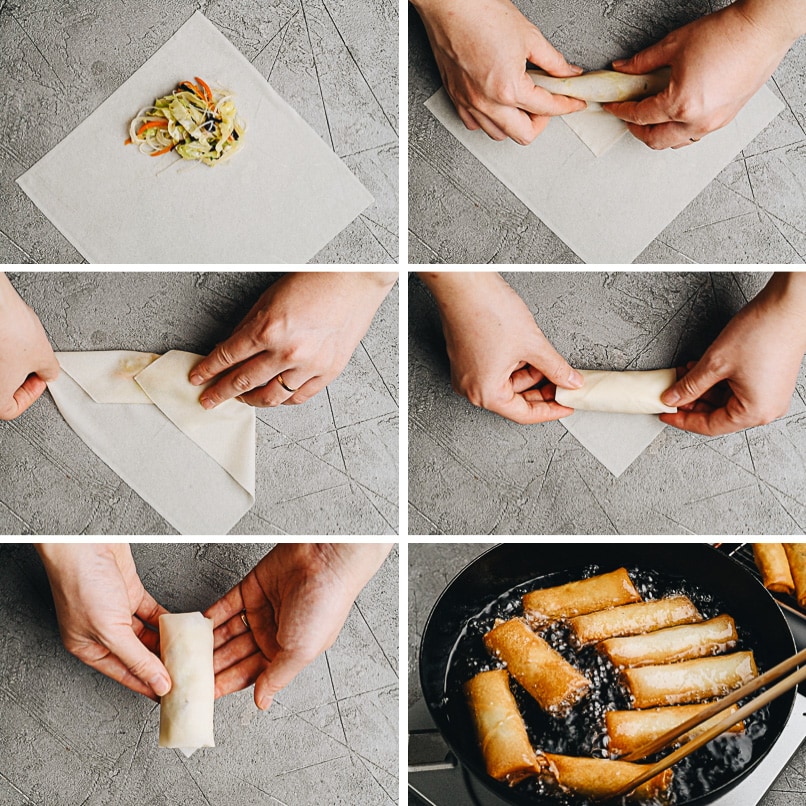 How to wrap vegetable egg rolls step-by-step